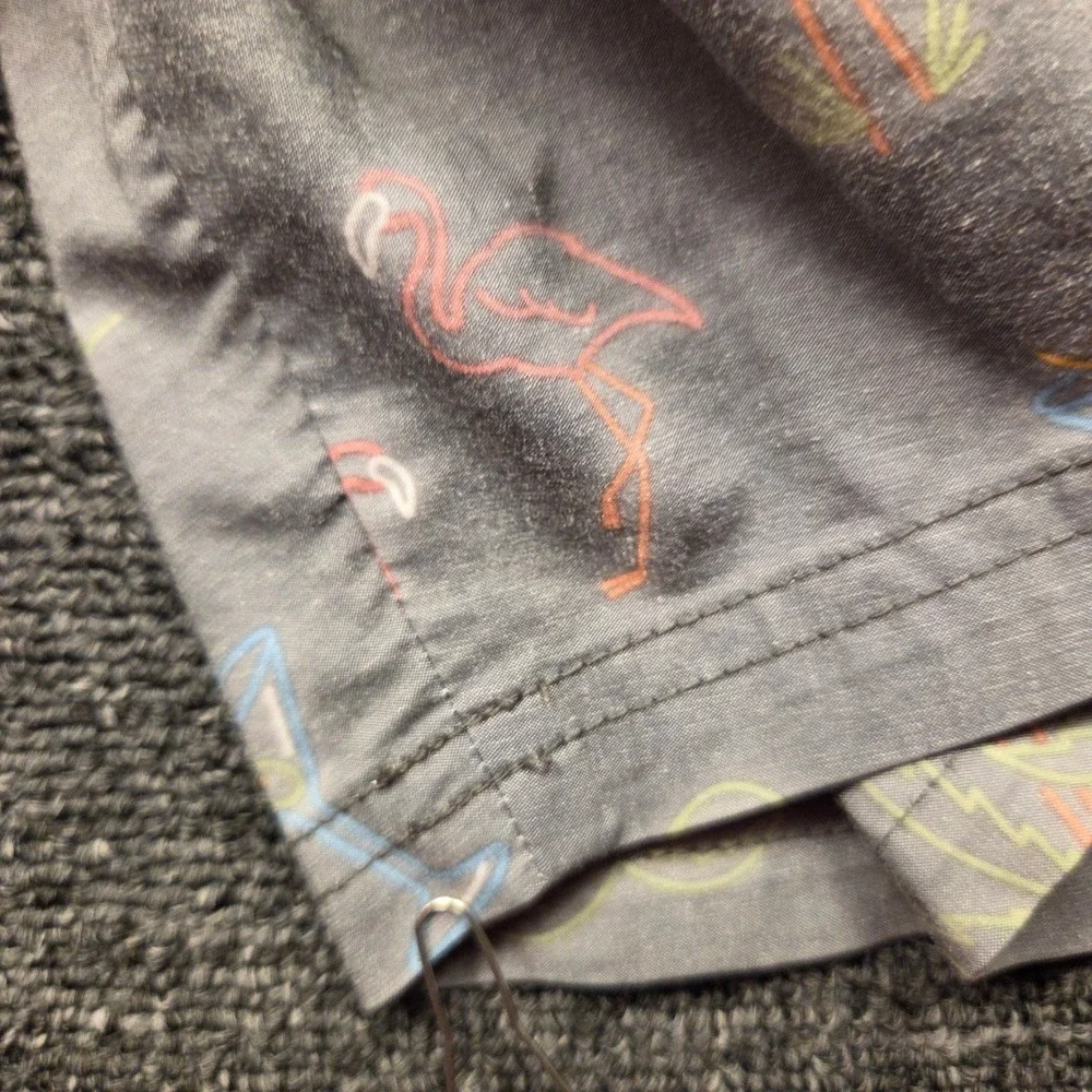 GoodFellow & Co Swim Trunks Mens XL Grey Flamingo Tropical Neon Print Beach Pool